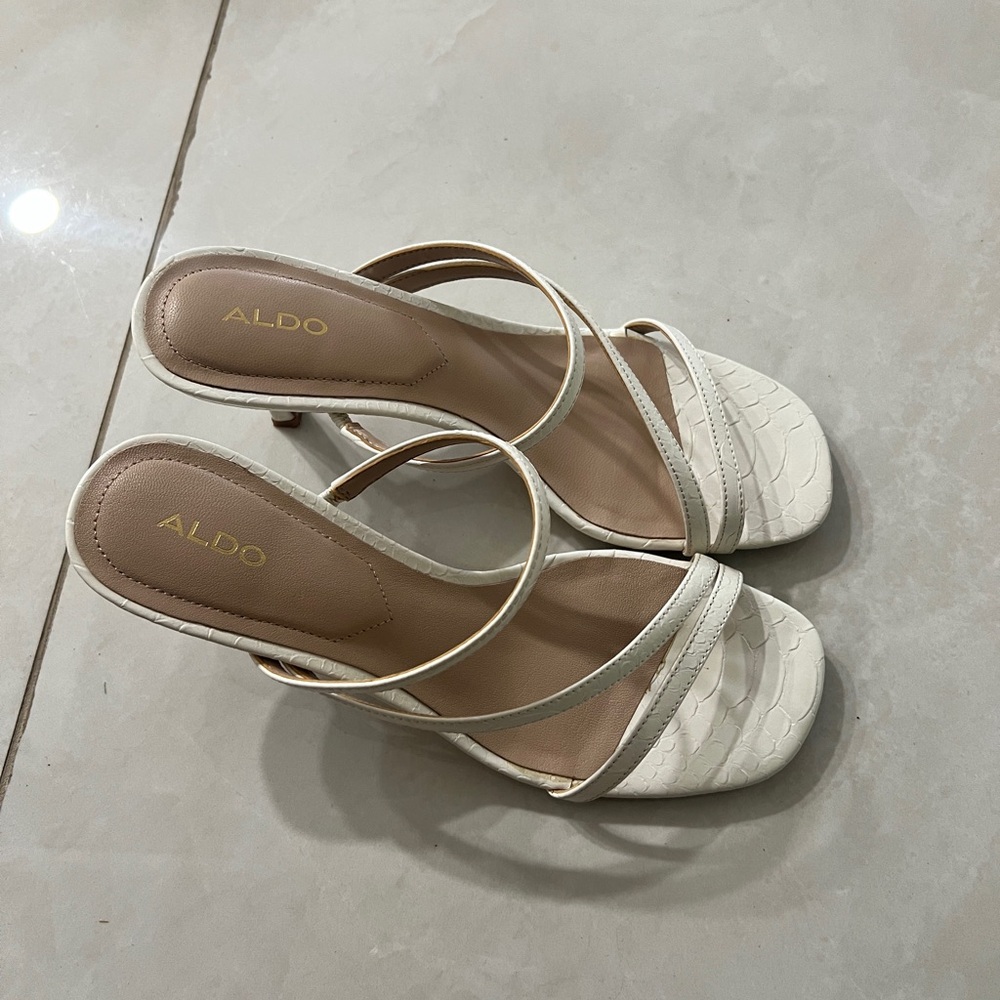 Aldo Elegant White Strappy Heels